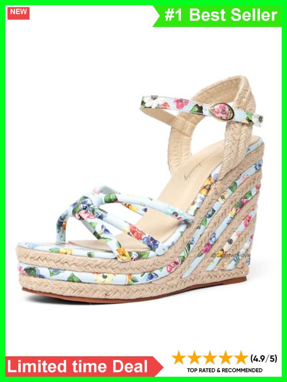 Espadrille Wedge Sandals Flower Ankle Strap Open Toe Platform High Heel Dress
